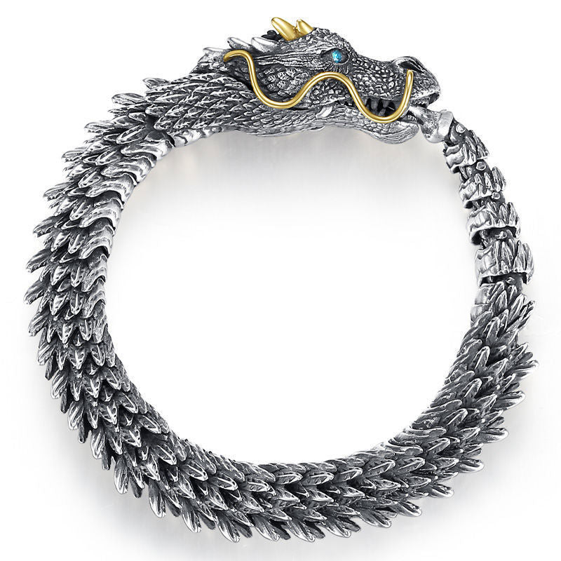 Pulsera de Mano de Plata Tailandesa Vintage: Diseño de Dragón, Estilo Étnico, Moda Individual, Joyería de Alta Calidad